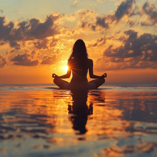 sunset yoga meditation stockcake