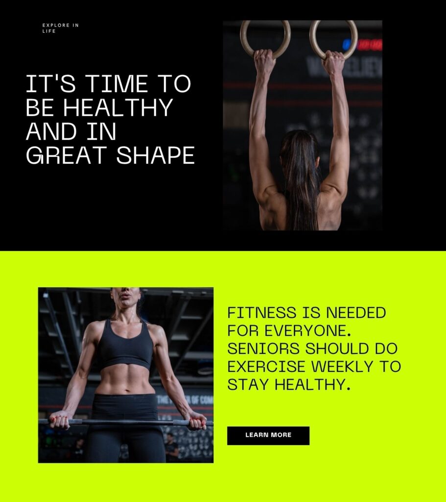 fitness website in black neon green dynamic neons style